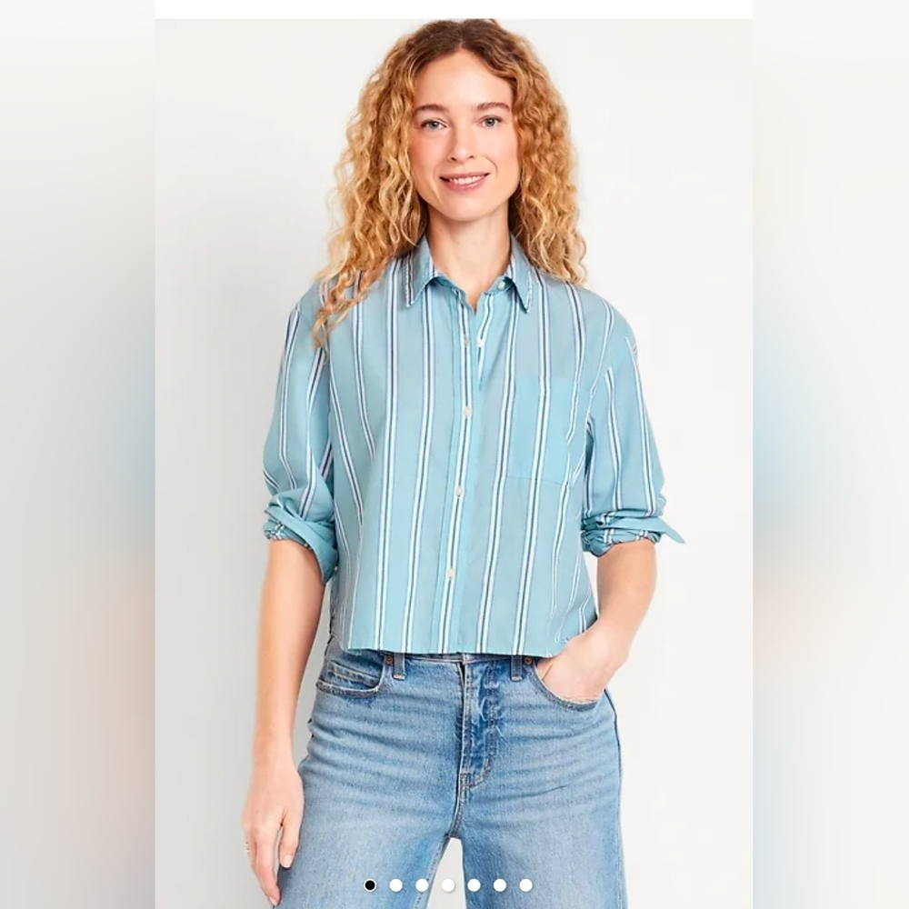 Old NAVY Cropped Button-Down Striped Shirt